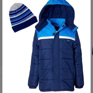Navy quilted puffer jacket- boys